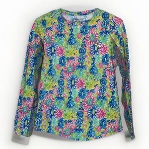 IBKUL UPF 50+ Floral Long Sleeve Top Womens XS Golf Tennis Pickleball